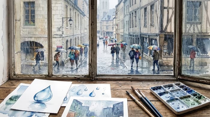 Visuel de l’événement « Aquarelle sur le thème de la pluie [Atelier créatif] »