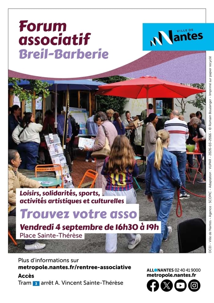 Visuel de l’événement « Forum des associations du quartier Breil-Barberie »