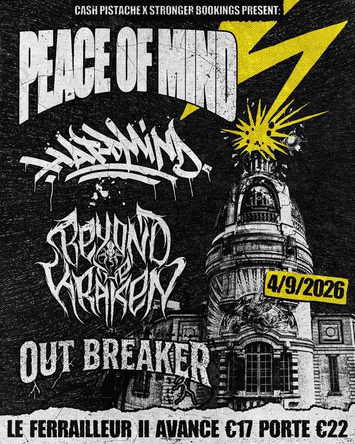 Visuel de l’événement « Peace of Mind + Hardmind + Beyond the Kraken + Out Breaker »