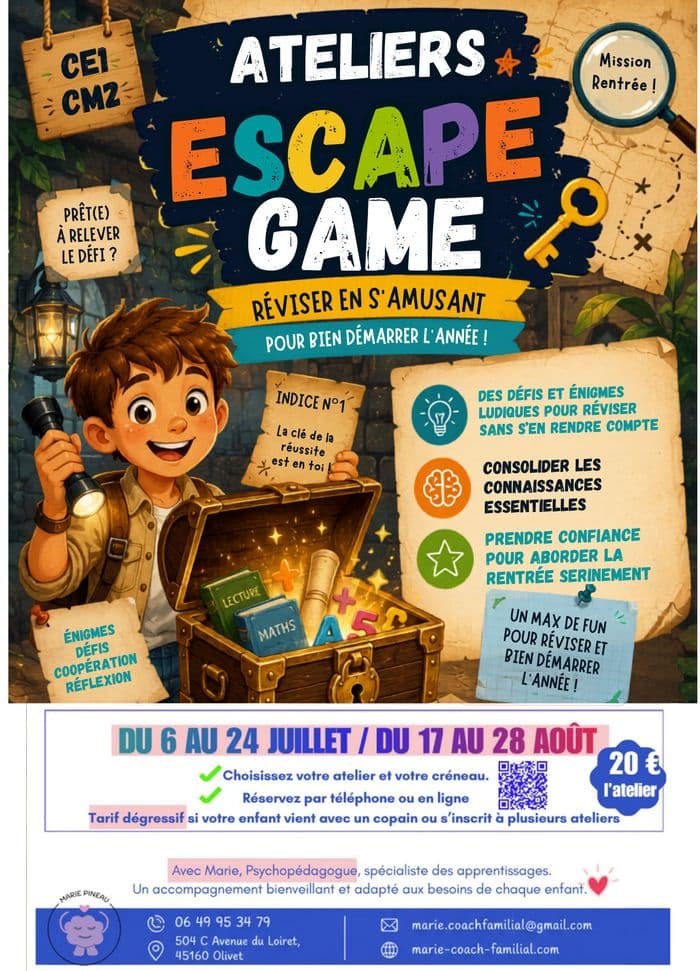Visuel de l’événement « Les ateliers de l'été à Olivet - Escape Game »