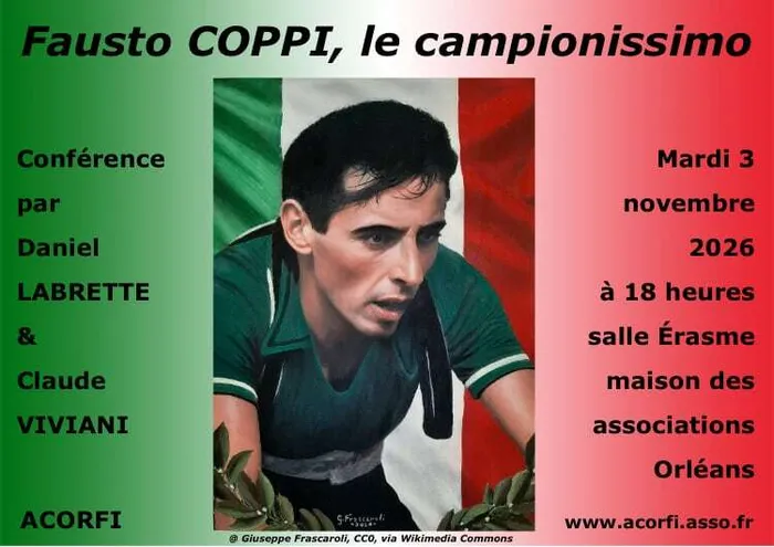 Visuel de l’événement « Fausto COPPI, le campionissimo,  par Daniel LABRETTE et Claude VIVIANI »
