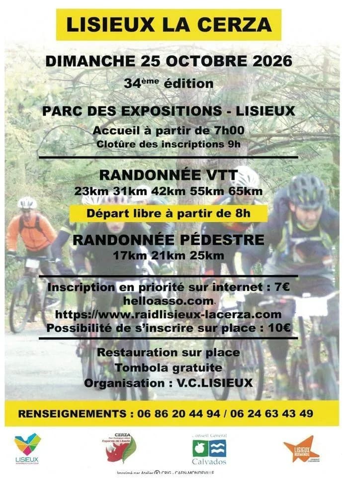 Visuel de l’événement « 34ème édition de la manifestation Lisieux La Cerza - Journée VTT et randonnée pédestre »