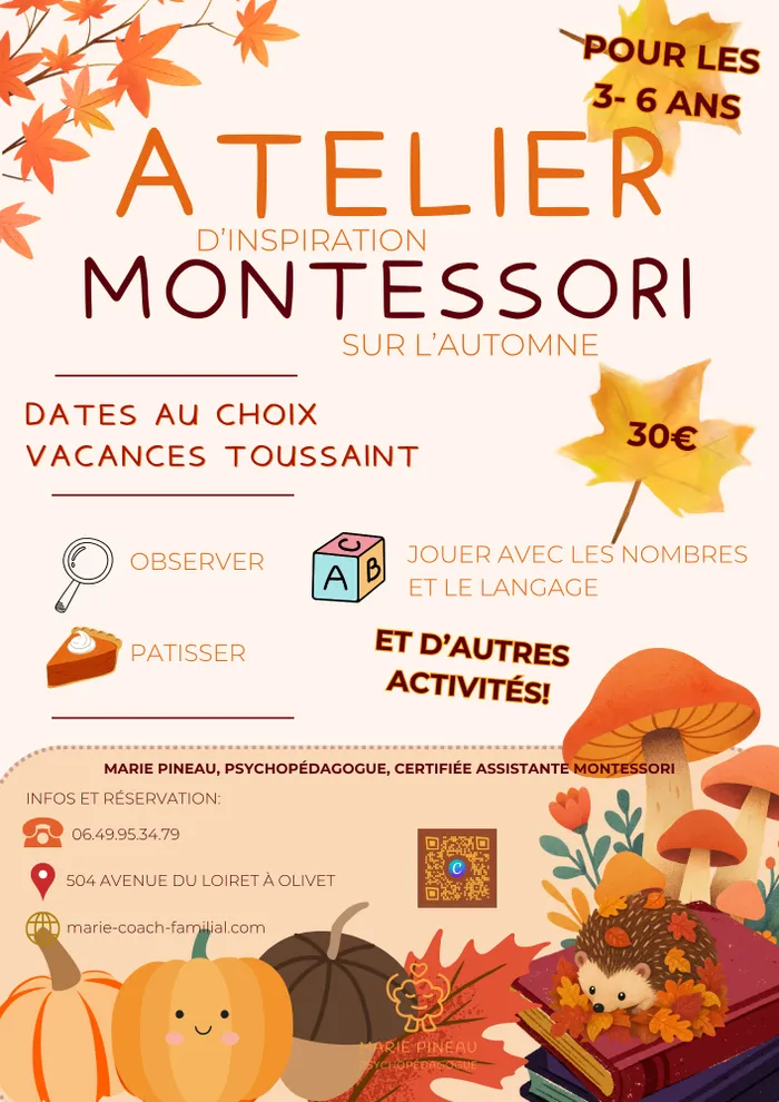 Visuel de l’événement « Les ateliers de l'automne inspiration Montessori 🍁 »
