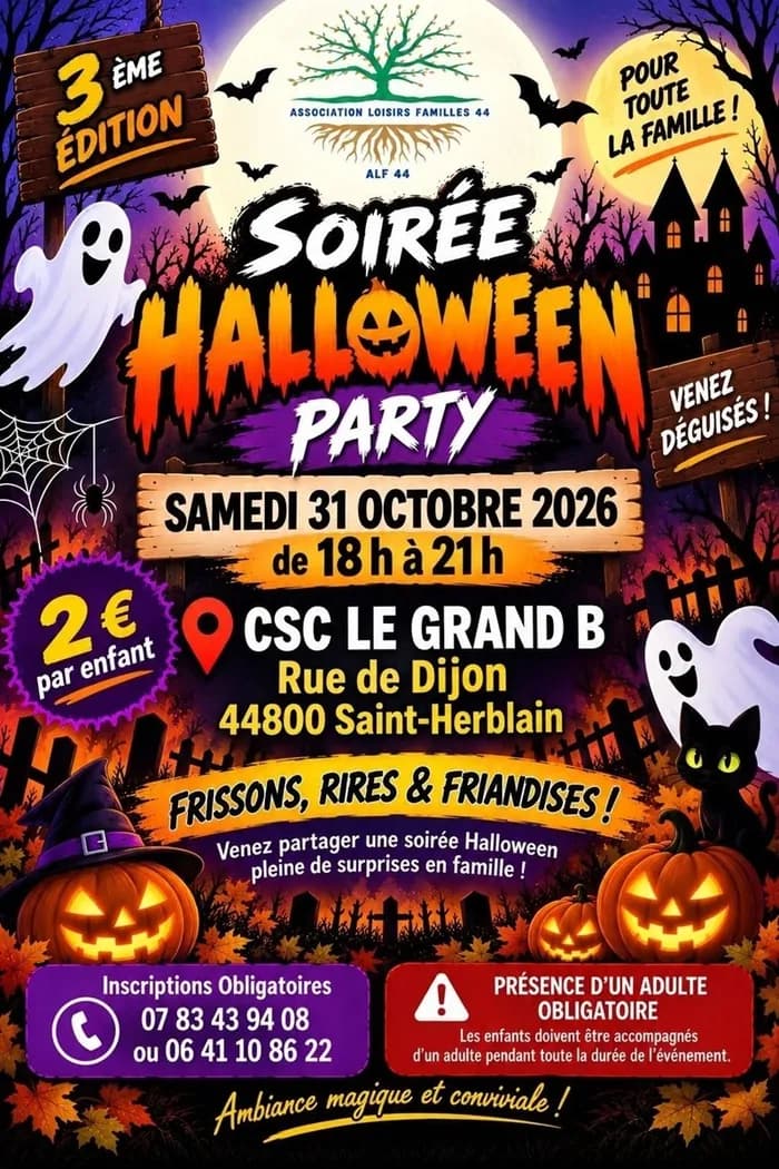 Visuel de l’événement « Soirée Halloween au CSC Le Grand B »