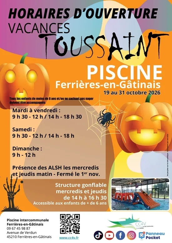 Visuel de l’événement « Ouverture piscine Ferrières - Vacances de la Toussaint »