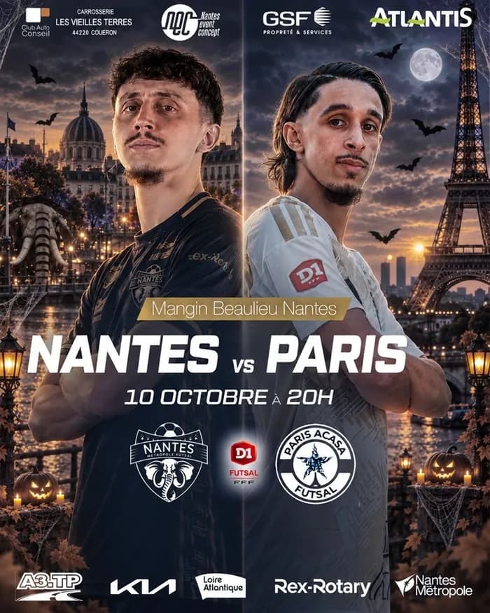 Visuel de l’événement « Match D1 Futsal - Nantes Métropole Futsal - Paris Acasa »