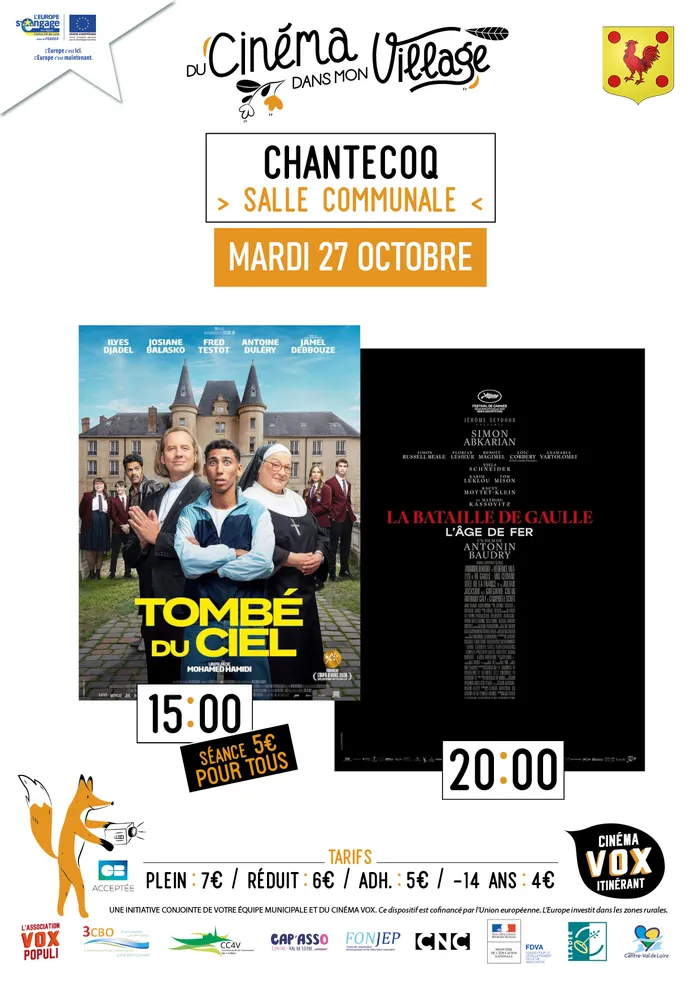 Visuel de l’événement « Du cinéma dans mon village : "Tombé du ciel" & “La Bataille de Gaulle - L’âge de fer” »