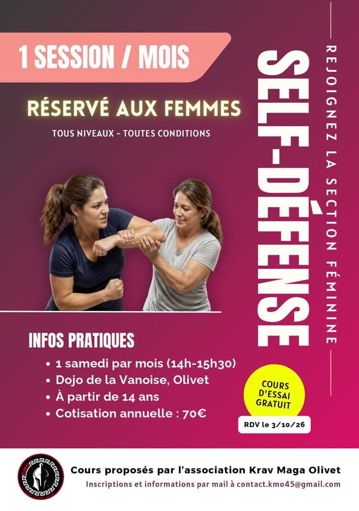 Visuel de l’événement « Cours d'essai section femme Krav Maga Olivet »