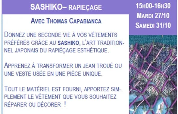 Visuel de l’événement « Atelier sashiko-rapiéçage »