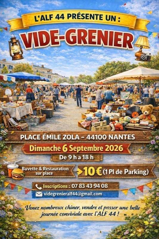 Visuel de l’événement « Vide-grenier place Zola, par l'ALF 44 »
