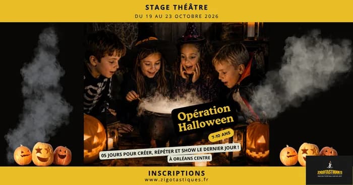 Visuel de l’événement « Stage 7-10 ans : Opération Halloween ! – Du 19 au 23 octobre 26 »