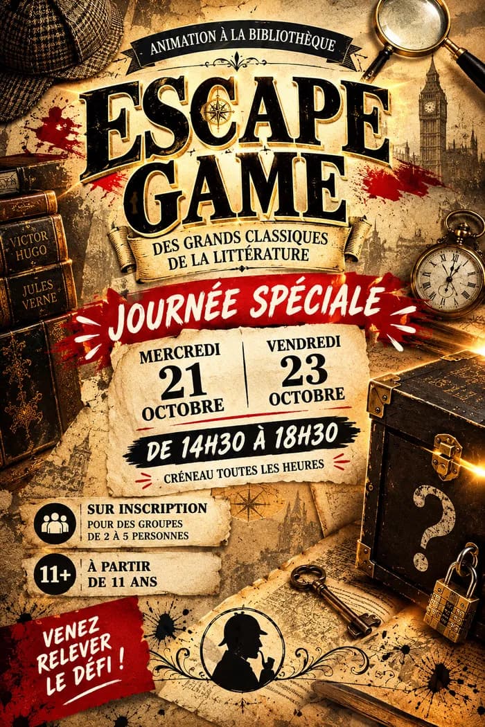 Visuel de l’événement « Journée spéciale Escape Game - Le Secret de la Page Blanche »