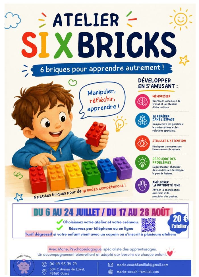 Visuel de l’événement « Les ateliers de l'été à Olivet - 6 bricks LEGO »