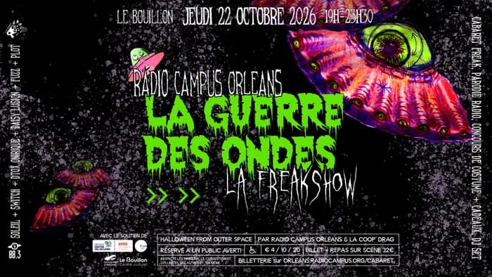 Visuel de l’événement « La Guerre des Ondes - Cabaret radiophonique freak d'Halloween »