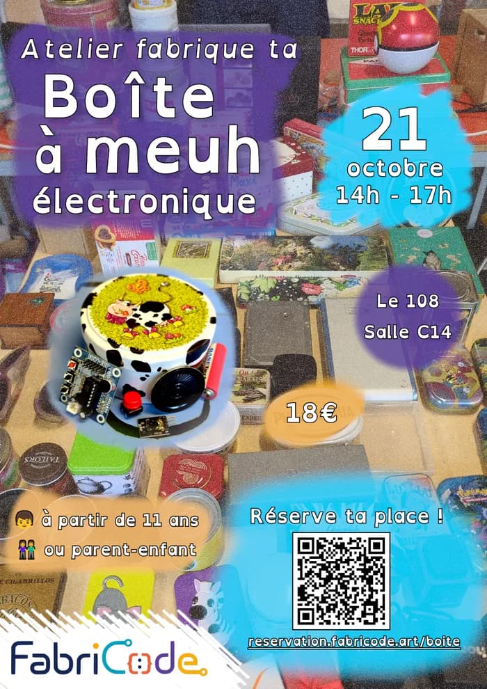 Visuel de l’événement « Atelier fabrique ta boîte à meuh électronique ! »