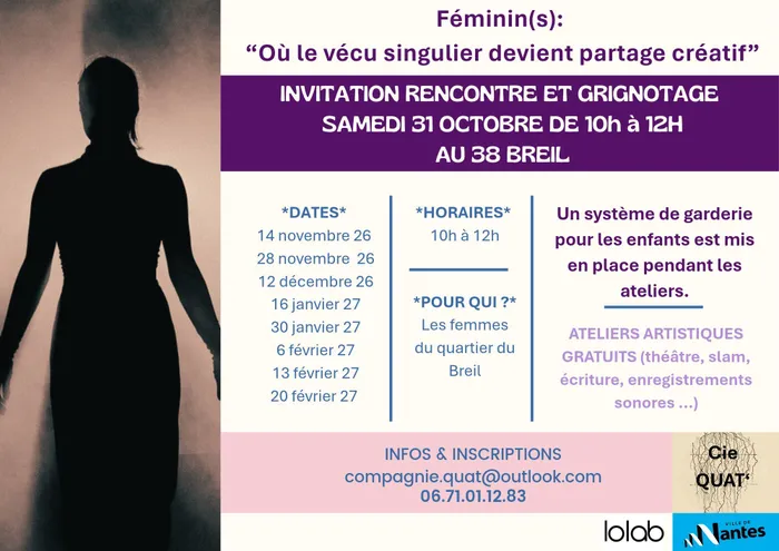 Visuel de l’événement « Cycle d'ateliers "Féminin(s)" :  RENCONTRE ET GRIGNOTAGE »
