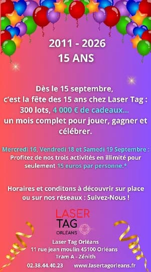 Visuel de l’événement « 15 ans laser tag orléans »