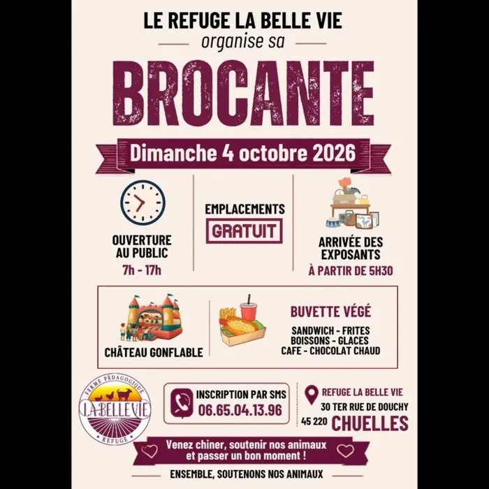 Visuel de l’événement « Brocante du Refuge La Belle Vie »