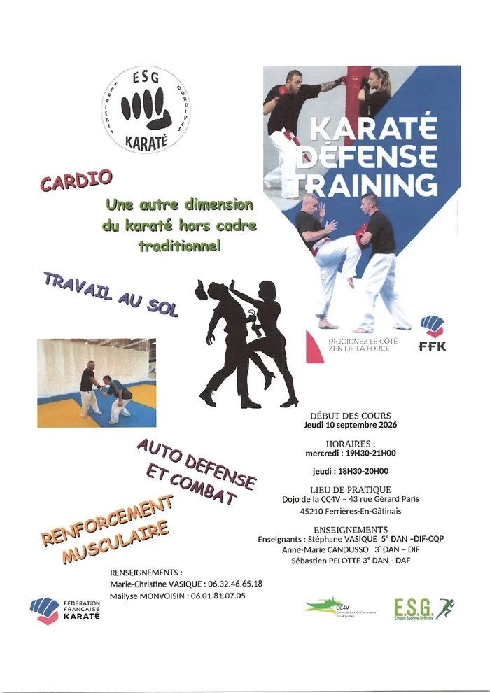 Visuel de l’événement « Reprise des cours de Karaté Défense Training - ESG Karaté »