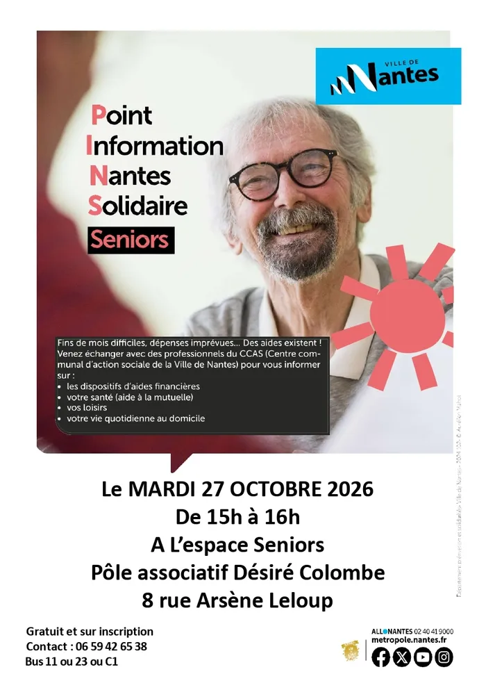 Visuel de l’événement « Seniors : Point Information Nantes Solidaire »