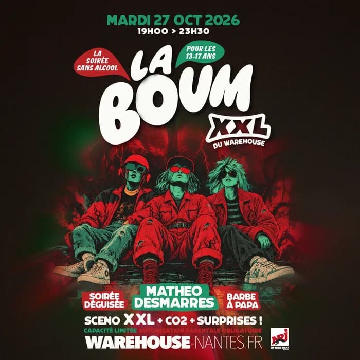 Visuel de l’événement « La BOUM XXL du Warehouse - La soirée sans alcool réservée aux 13-17 ans »