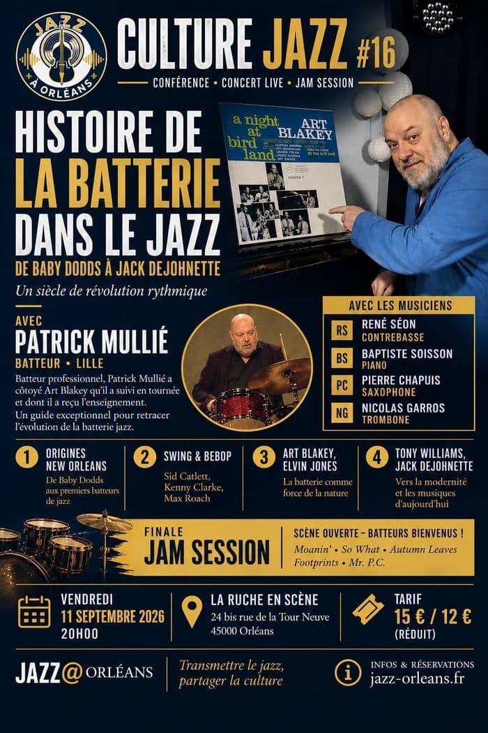 Visuel de l’événement « Culture jazz - Histoire de la batterie dans le jazz »