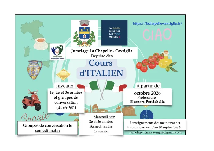 Visuel de l’événement « Cours d'Italien 2026 2027 »