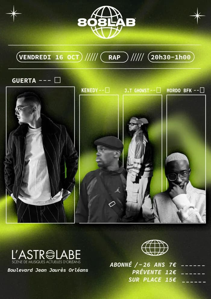 Visuel de l’événement « 808 LAB : GUERTA + J.T GHOWST + KENEDY + MORDO BFK »