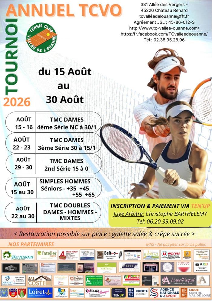 Visuel de l’événement « Tournoi de Tennis du TCVO Août 2026 »