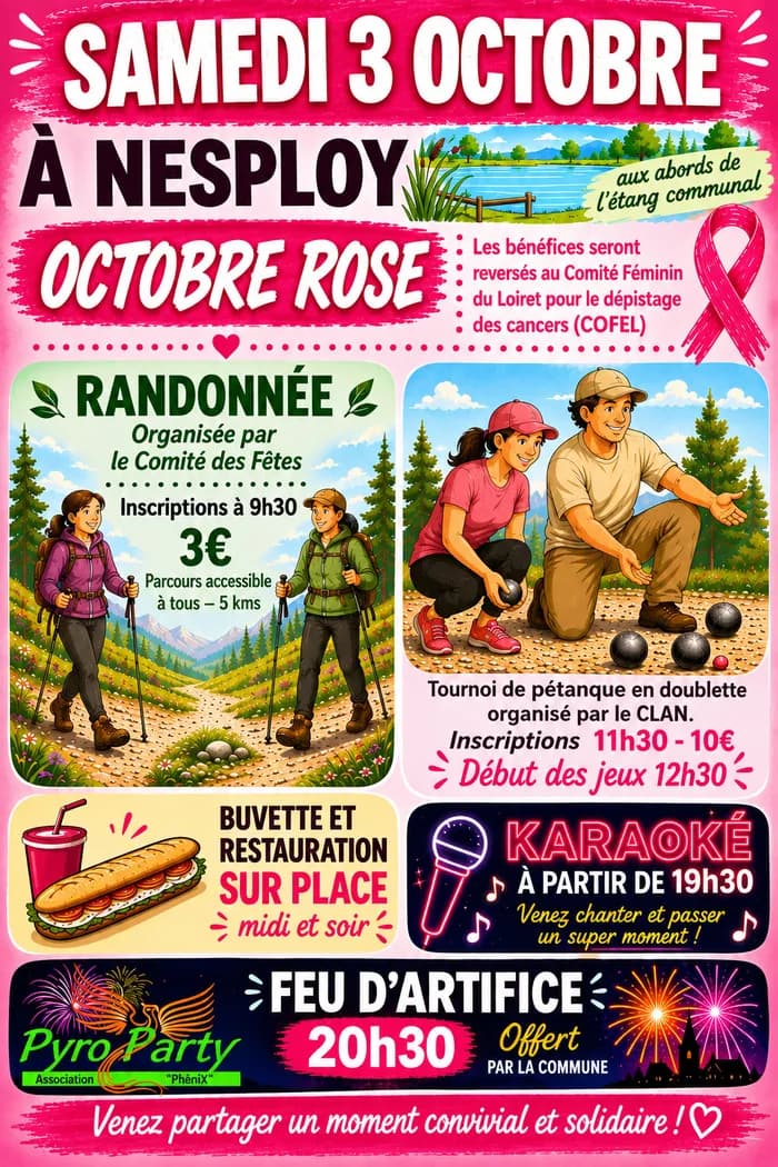 Visuel de l’événement « Octobre rose : rando, pétanque, karaoké... »