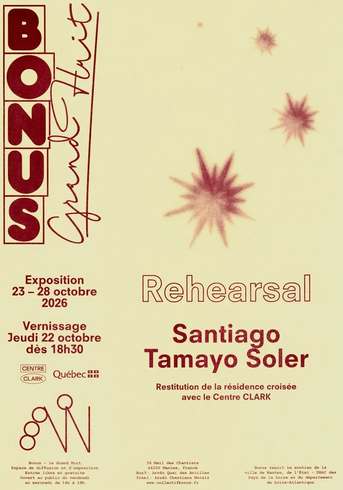 Visuel de l’événement « « Rehearsal » par Santiago Tamayo Soler – restitution de la résidence croisée avec le Centre Clark »
