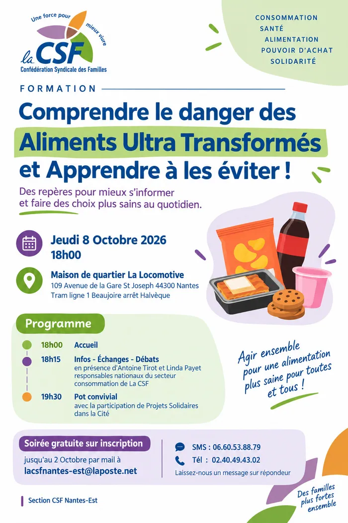 Visuel de l’événement « Comprendre le danger des aliments transformés et apprendre à les éviter - CSF »