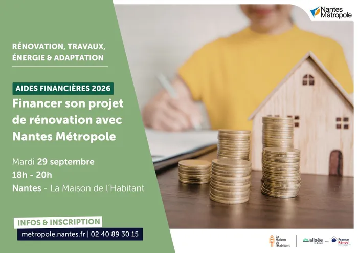 Visuel de l’événement « Aides financières 2026 : financer son projet de rénovation avec Nantes Métropole »