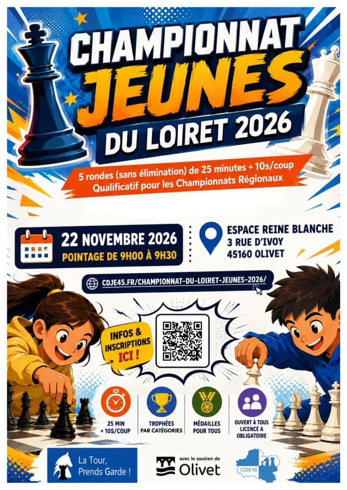 Visuel de l’événement « Championnat du Loiret jeunes d'échecs »