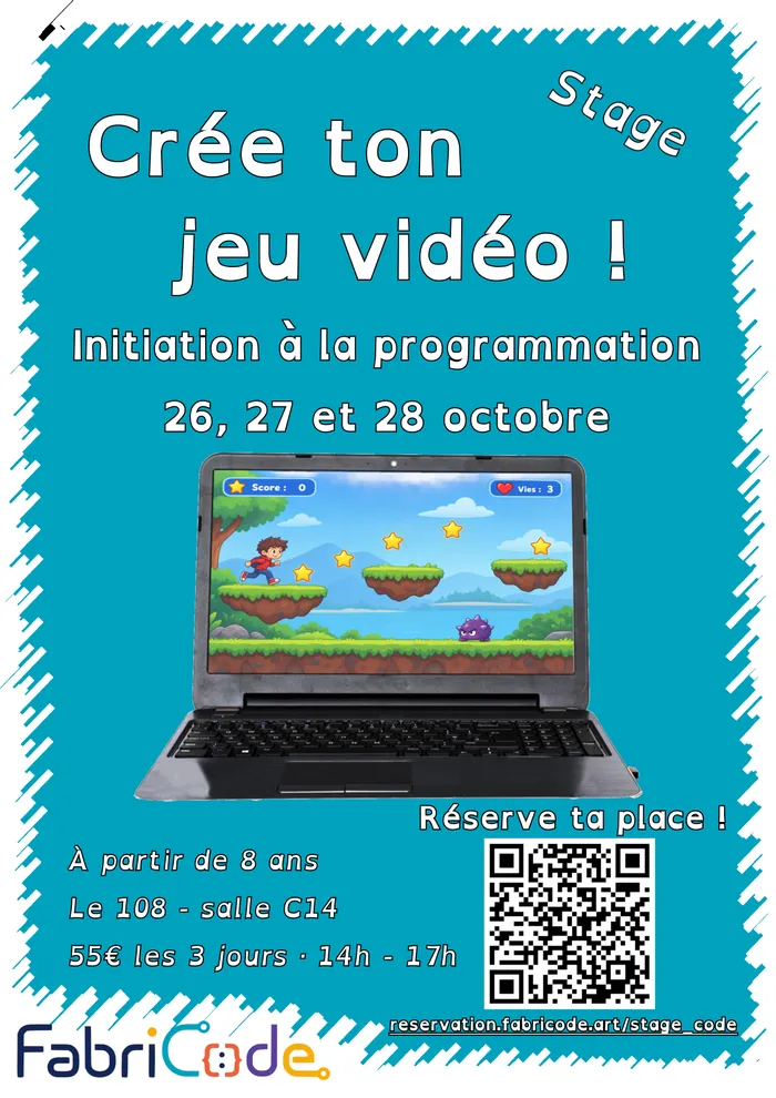 Visuel de l’événement « CRÉE TON JEU VIDÉO ! Initiation à la programmation (dès 8 ans) »