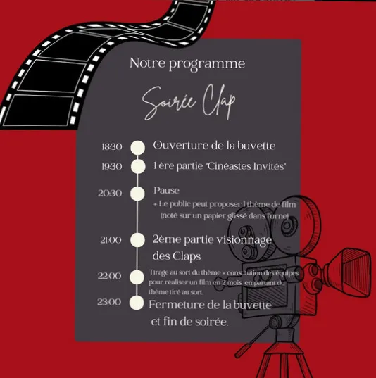 Visuel de l’événement « Soirée Clap – Initiation au cinéma »
