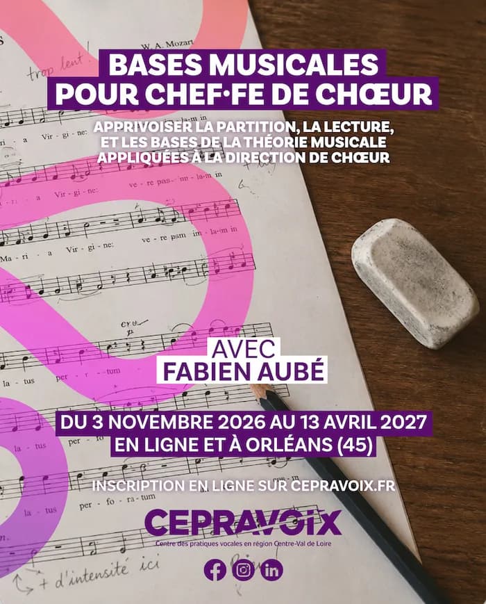 Visuel de l’événement « Formation - Bases musicales pour chef·fe de chœur »