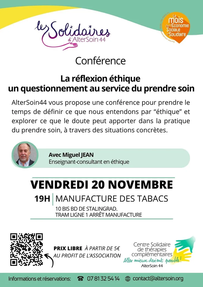 Visuel de l’événement « CONFÉRENCE: La réflexion éthique, un questionnement au service du prendre soin. »