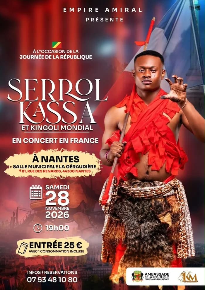 Visuel de l’événement « SERROL KASSA & LES KINGOLI MONDIAL??Venez nombreux célébrer la République du Congo en musique à Nantes ! ???????? »