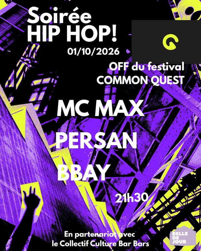 Visuel de l’événement « Soirée HIP HOP live ! Avec MC MAX, PERSAN et BBAY »