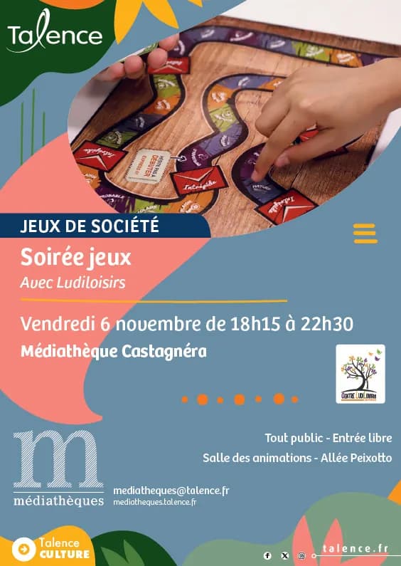 Visuel de l’événement « Soirée jeux à la médiathèque Castagnéra avec Ludiloisirs »