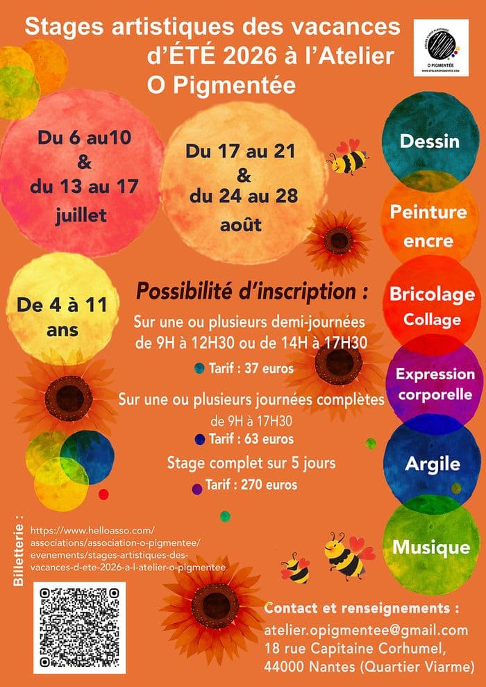Visuel de l’événement « Stages artistiques des vacances d'été 2026 à l'Atelier O Pigmentée »
